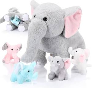 lot 129 image: Skylety 5 Pcs Plush Elephant Stuffed Animals Play Set (Multicolor)