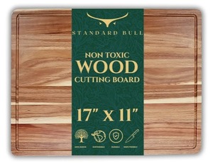 lot 132 image: Standard Bull Non-Toxic Acacia Wood Cutting Board - Large & Reversible