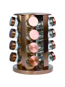 lot 155 image: Le Regalo Spice Rack Set, 16 Jars, Copper Rack & Bottles