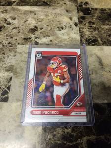 lot 734 image: 2024 Panini Donruss Optic Football Isiah Pacheco Kansas City Chiefs Card