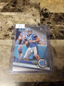 lot 743 image: 2023 Topps Bowman Chrome Drake Maye North Carolina Tarheels Rookie Football Card