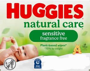 lot 3006 image: Huggies Natural Care Sensitive Baby Wipes Refill Pack Unscented, 208 wipes