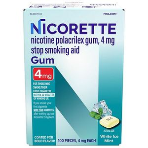 lot 3064 image: Nicorette 4mg Stop Smoking Aid NicotineGum - White Ice Mint - 100ct
