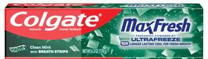 lot 3068 image: Colgate MaxFresh Clean Mint Toothpaste Pack, Fresh Breath Toothpaste with Fluoride and Hundreds of Mini Breath Strips, Leaves Mouth Feeling Refreshed for Hours, 6.3 oz