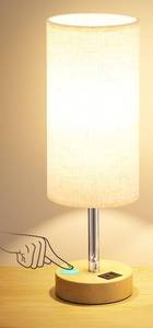 lot 3108 image: Touch Bedside Lamp- 3 Way Dimmable Table Lamps for Bedroom, Nightstand Lamp with Wooden Charging Station