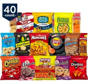 lot 3109 image: Frito-Lay Ultimate Snack Care Package Variety Assortment of Chips Cookies Crackers & More 40 Count