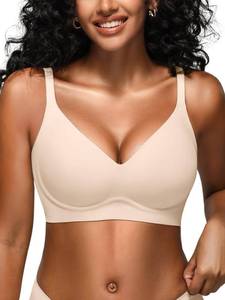 lot 3118 image: Jelly Bras for Women -Seamless Wireless Padded Bralette with Support, Comfy Everyday T-Shirt Bra No Underwire Beige, Small