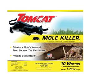 lot 3135 image: Tomcat Mole Killer(a), Ready-to-Use Worm Bait Strips that Mimic Earthworms, Kills Moles in One Feeding, 10 pk. (4 PACK ONLY)