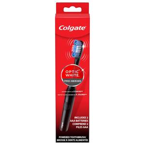 lot 3138 image: Colgate Optic White Pro-Series Whitening Battery Operated Toothbrush with Timer, Soft, Black
