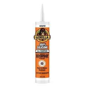lot 3146 image: Gorilla Waterproof Caulk & Seal Silicone Sealant, 10oz Cartridge (Pack of 1) - White Caulking Sealant for Kitchen, Window, Bath, Marine, Door and More