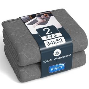 lot 3197 image: Inspire Underpads  Stain Hiding Gray Reusable Incontinence Bed Pads  Waterproof Mattress Pad  for Adults Babies and Dogs (34 X 52)  2 Pack