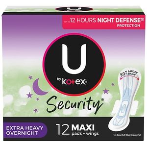 lot 3205 image: U by Kotex Security Feminine Maxi Pad with Wings  Overnight  Extra Heavy  Unscented  12 Count