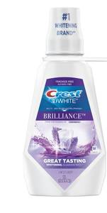 lot 3246 image: Crest MouthwashMouth Rinse, 3D White Brilliance Whitening, Alcohol Free, Clean Mint, 1L (33.8 fl oz)