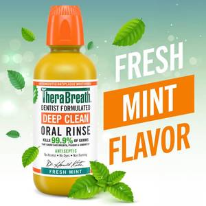 lot 3258 image: TheraBreath Deep Clean Mouthwash, Antiseptic Benefits, Fresh Mint Flavor, Dentist Formulated, Alcohol Free, 16 fl oz