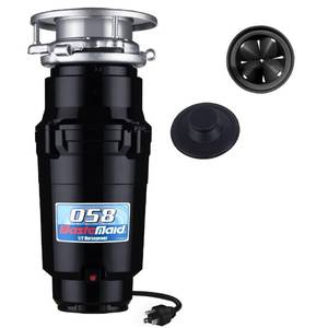 lot 3263 image: Waste Maid 10-US-WM-058-3B Garbage Disposal Anti-Jam Stainless Steel Food Waste Grinding System, 12 HP Economy, Black