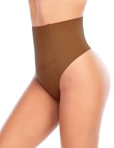lot 3268 image: Werena Tummy Control Thong Shapewear for Women Seamless Shaping Thong Panties Body Shaper Underwear(01# Brown-short,Small)