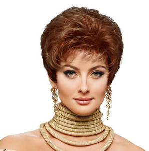 lot 3270 image: hairuwear Eva Gabor Acclaim Short Layered Petite Size Comfort Cap Wig, Nutmeg Mist