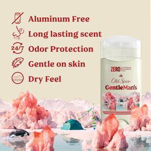 lot 3273 image: Old Spice GentleMans Aluminum Free Dry Feel Deodorant for Men, 247 Lasting Freshness, Gentle on Skin with Skin Conditioners, Himalayan Sea Salt  Glacier Water Scent, 3.0 oz