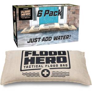 lot 3285 image: Flood Hero 2 x 1 ft Water Activated Sandbags - 6 Pack Flood Bag Barriers