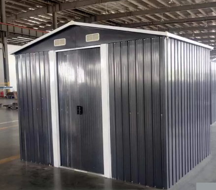 lot 2692 image: Unused Landhonor 8 x 6FT Galvanized Apex Roof Metal Shed