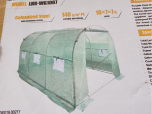 lot 8224 image: Landhonor 10 x 7 x 7 Ft Walk-In Greenhouse  LHR-HSTG02