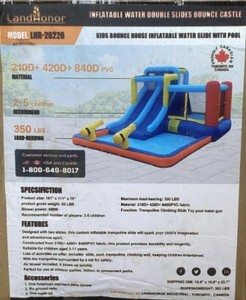 lot 8270 image: Landhonor Inflatable Water Double Slides Bounce Castle  LHR-20226