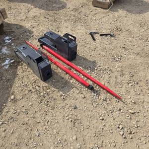 lot 8046 image: Landhonor Clamp-On Hay Spear Attachment w 43 Dual Conus Bale Spears  SHS-66-3000G