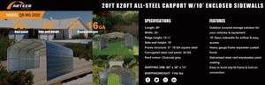 lot 8668 image: Arteer 20 x 20 Carport  QB-WG-2020