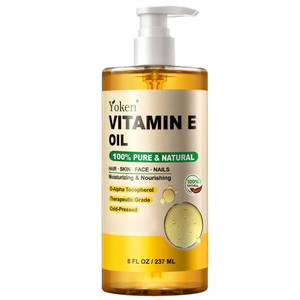 lot 65256 image: FACTORY SEALED - Yoken Vitamin E Oil 8 Oz Organic Vitamin E oil for Skin Vitamine oils for Face Perfect Bath and Body Oil Cold Pressed Hexane Free Non-GMO Gluten Free Formula