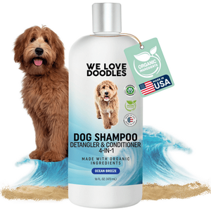 lot 65276 image: APPEARS NEW - We Love Doodles - Dog Shampoo  Conditioner  and Detangler - Best Shampoo for Goldendoodles and Doodles - Dog Shampoo for Puppies - Grooming  Organic Ingredients  Made in The USA (Ocean Breeze)��16floz