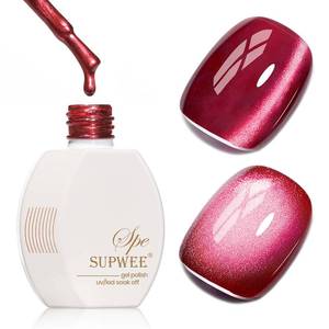 lot 65289 image: APPEARS NEW - SUPWEE Burgundy Red Cat Eye Gel Nail Polish, 15ml Blood Wine Red Glitter Gel Polish with Magnet Moonlight Translucent Shimmer Magnetic Gel Polish Soak Off U V Gel Salon DIY at Home