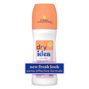 lot 65314 image: Dry Idea Unscented Roll On Deodorant & Antiperspirant for Women - Hypoallergenic for Sensitive Skin, 2X Longer Sweat Protection, 72Hr Sweat & Odor Protection, Womens Deodorant, 3.25oz