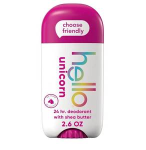 lot 65325 image: APPEARS NEW - hello Unicorn Aluminum Free Deodorant for Women and Men with Shea Butter, 24-Hour Freshness, Baking Soda Free Deodorant, Dermatologically Tested, 2.6 oz Stick
