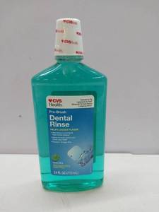 lot 65392 image: FACTORY SEALED - CVS Pre-Brush Dental Rinse Green Mint 24oz