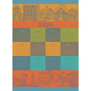 lot 65448 image: Garnier Thiebaut Calendrier 2026 Celebration French Kitchen Towel 22x31, Cotton, Jacquard