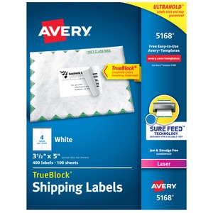lot 65449 image: APPEARS NEW - Avery Shipping Labels  3-12  x 5   White  400ct (5168)