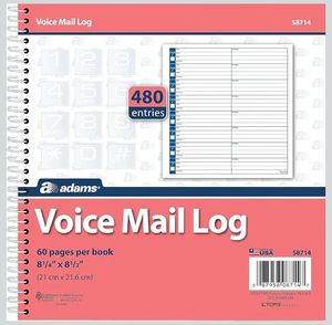 lot 65456 image: FACTORY SEALED - Adams Voice Mail Log Book 480 Messages 8-12-Inch x8-14-Inch S8714  (2 Pack)