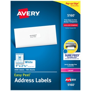 lot 65461 image: APPEARS NEW - Avery Address Labels, 3,000 Labels Included 1 x 2-58