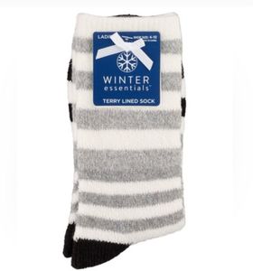 lot 65463 image: APPEARS NEW - Winter Essentials Terry Lined Striped Socks (1 Pair)
