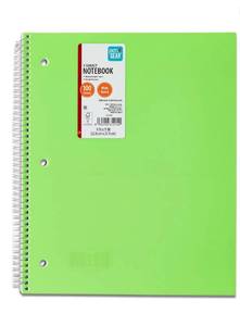 lot 65468 image: APPEARS NEW - Lime Green 1-Subject Spiral Notebook, 100 Sheets Wide Ruled, Heavy Weight Paper with 2 Pocket