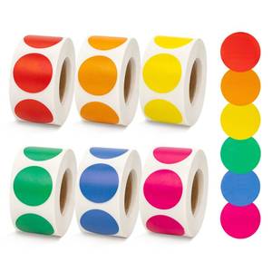 lot 65488 image: APPEARS NEW - 3000 Pcs 34 Round Color Coding Labels Stickers Circle Colored Dot Stickers Includes 6 Rolls, 500 Count Each