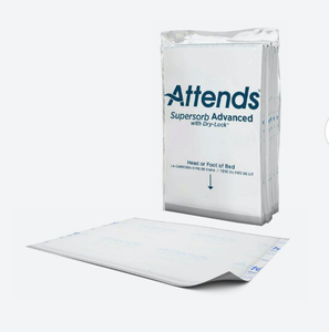 lot 65409 image: Disposable Underpad Attends Supersorb Advanced Low Air Loss Dry-Lock Core Heavy Absorbency (2 packs - 5 per pack)