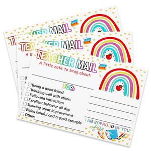 lot 65499 image: FACTORY SEALED - 100pcs Teacher Mail Cards Teacher Notes for Students, Classroom Must Haves for Teachers Elementary Boho School Supplies Class Rewards Cards, Class Incentives for Elementary Students Good Behavior