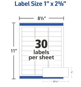 lot 65439 image: Easy Peel Printable Address Labels, 30 Labels Per Page (Unknown Page Total) 1 x 2-58 Customizable Stickers, White