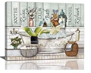 lot 65445 image: FACTORY SEALED - Mermaid Girl Bath Pictures Wall Decor Canvas Print Painting, 16x12