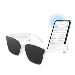 lot 65477 image: APPEARS NEW - Walpck Smart Glasses for Men & Women, Bluetooth Sunglasses with Speakers, Lentes Inteligentes para Hombre, Music Sunglasses (Large Lens, White)