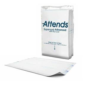 lot 65483 image: FACTORY SEALED - Attends Supersorb Advanced Premium Disposable Underpads for Severe Incontinence, 30x36 Absorbent Pad, Heavy Absorbency, 2 Disposable pads included