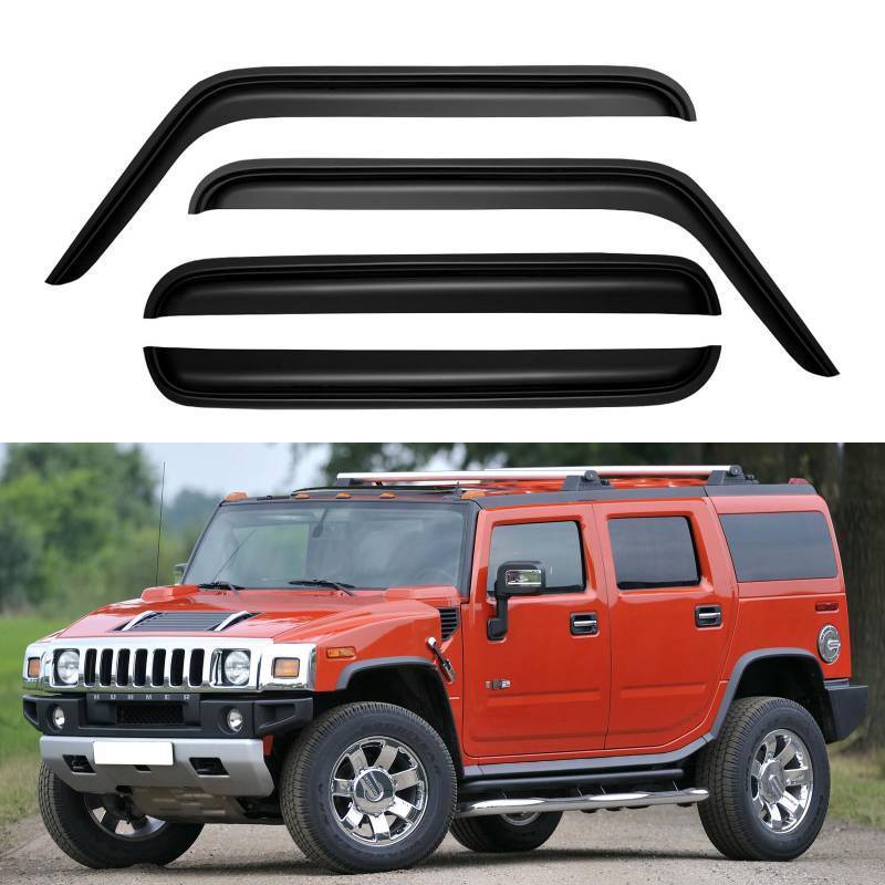 lot 57848 image: FACTORY SEALED - Window Visors Rain Guards Shield for 2003-2009 Hummer H2, Out-Channel Window Vent Wind Deflectors Visors Shades for 03-09 Hummer H2