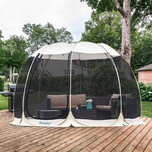 Alvantor Screen House Room Camping Tent Outdoor Canopy Pop Up mosquito and sun Shade Shelter 10 Mesh Walls Not Waterproof Beige 15'x15' Patent Pending.  - Retail: $248