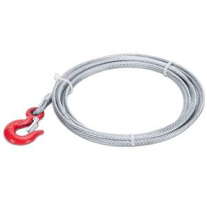 lot 56619 image: APPEARS NEW - Steel Winchhoist Cable, 14 Inch x 38 Feet Winch Rope with Safety Hook, Heavy-Duty